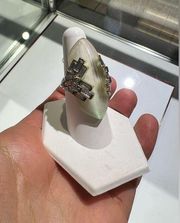 Alexis Bittar White Crystal Statement Ring Size 7.75