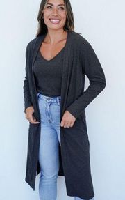 Carly Jean Los Angeles CJs Favorite Ribbed Cardigan Charcoal Gray Size XXL