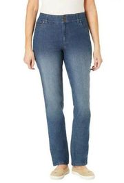 Woman Within Tummy Smoothing Straight Leg Blue Jean 16WP