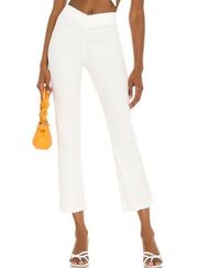 Camila Coelho Womens XXS Ivory Sophia Pants Cropped Flare New Ribbed