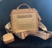 Bevelyn Crossbody Satchel Camel Bevelyn Straw Purse Rare Find!