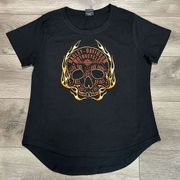 Harley Davidson Black Graphic Scull Tee Shirt Size Large