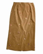 Retro  Brown Embroidery Bohemian Maxi Minimalist Skirt