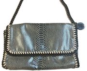 Stella McCartney Eco Python Embossed Falabella Fold Over Clutch Brown