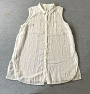 J. Jill Womens Tank Size SP White Button Up Linen Boho Minimalist Lagenlook