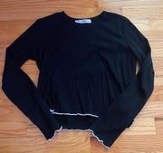 Black Lettuce Hem Long Sleeve