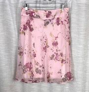 Vintage pink flower floral midi dressy skirt