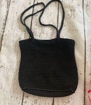 Black Crochet Shoulder Bag EUC Zipper Closure