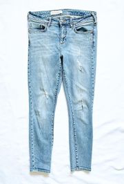 Pilcro and the Letterpress Distressed Light Wash Skinny Jeans
