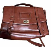 Ecosusi PU Leather Messenger Briefcase Backpack Laptop Bag Cognac Brown