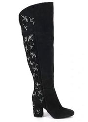 Kenneth Cole Claire suede Embroidered Floral Black over Knee the Boots size 8