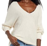 V-Neck Rib Knit Pullover Sweater