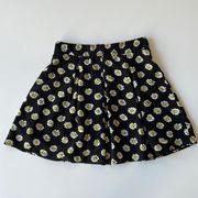 Fun & Flirt Floral Daisy Softly Pleated Mini Skirt in Black Size S