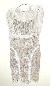 BRONX & BANCO Madeline White Lace Nude Sheer Panel Midi Dress Size XXL