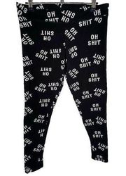 Garage Black and White Leggings With “Oh Sh*t” Graphic All Over