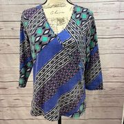 955-Ruby Rd Favorites large shirt with beatiful blue/purple/green design