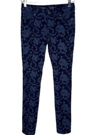 The Limited Jeans Womens 0 Blue Floral Low Rise Ankle Skinny Flower Bloomcore