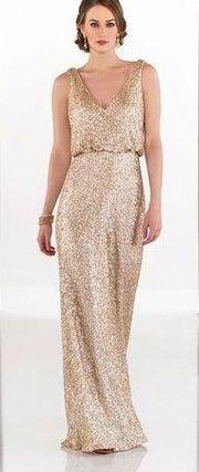 Sorella Vita Formal Gold Sequin Sleeveless Full Length Sheath Dress size US 14