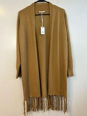 NWT Vila Milano Fringed Open Front Long Sweater/Cardigan Size Medium