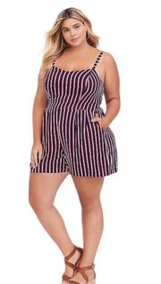 Challis Navy & Red Stripe Romper Size 1 NWT