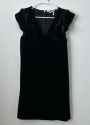 Draper James Black Velvet Dress with Ruffle Sleeves Size: 10