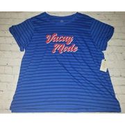 𝅺NWT St John's Bay Blue Striped VACAY MODE Short Sleeve T Shirt Plus Size 1X