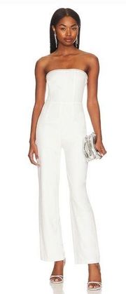 Superdown Keke Strapless Jumpsuit in Ivory