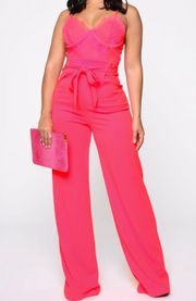 Boutique Hot Pink Strapless Jumpsuit