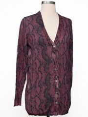 L'agence. Thandie purple reptile silk cashmere blend cardigan.