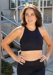 Girlfriend Collective Topanga halter sports bra black size XL