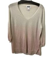 Peck & Peck Multicolor Shimmer Ombre Lurex V Neck Blouse