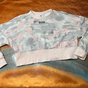 Adidas  Camo Crop Crewneck Sweatshirt small pink white gray