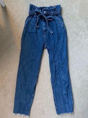 Abercrombie Cropped High Waisted Tie Jeans