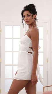 White Front Twist Double Tie Back Chiffon Mini Dress size XXS