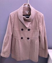 Beige Crowl Neck Winter Jacket with Buttons