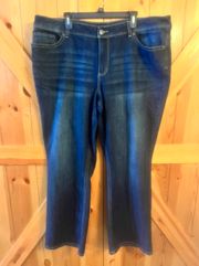 Maurices jeans womens 24R Bootcut high rise stretch distressed pants Euc 42x31
