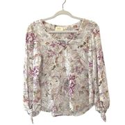 Maeve  by Anthropologie Long Sleeve Floral V-Neck Blouse Size XS