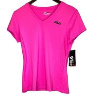 NWT Fila Sport Size M Sudden Pink Tee Trudry Mesh Panels Flat Seams Stretch