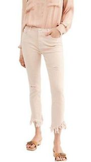 Free People We the Free Great Heights Pink Frayed Skinny Jeans 31