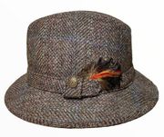 VTG Pendleton Fedora Walking Hat 100% Virgin Wool Tweed Multi 7 1/4 Made in USA