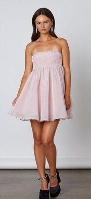 NEW Cotton Candy LA Pink Strapless Organza Babydoll Mini Dress Size Small