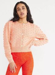 Misha & Puff Adult Ellie Popcorn Pom Pom Cardigan Sweater Pink Grapefruit Large