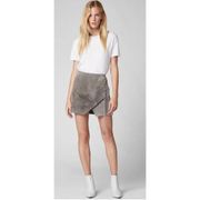 Blank NYC Mini Skirt 26 NWT Suede Genuine Leather Soft Fog Lace Up A-line Gray