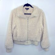 ZARA TRF  Fleece Sherpa Teddy Bomber Full Zip size Small cream