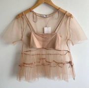 NWT  CREAM TULLE TOP