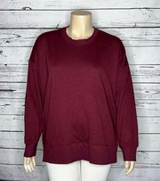 Arizona Jean Co. NWT XXL Burgundy High-Low Hemline Fleece Lined Sweatshirt Top