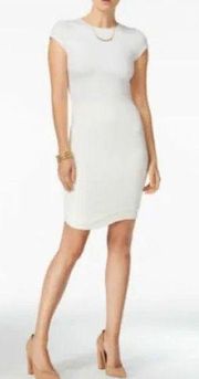 Bar III Cap-Sleeve Bodycon Dress, White Size XL