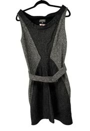 Zac Posen Heather Gray Black Sheath Sleeveless Dress with Belt