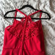 Red lace-back jumpsuit