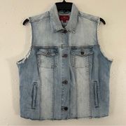 Lucky Brand Denim Eyelet Lace Vest Western Country Concert Summer Casual Large